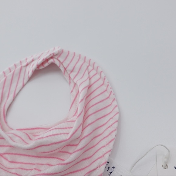 NWT Janie & Jack Baby Girl Bib 100% Cotton Snap Closure Pink Striped - Picture 5 of 8